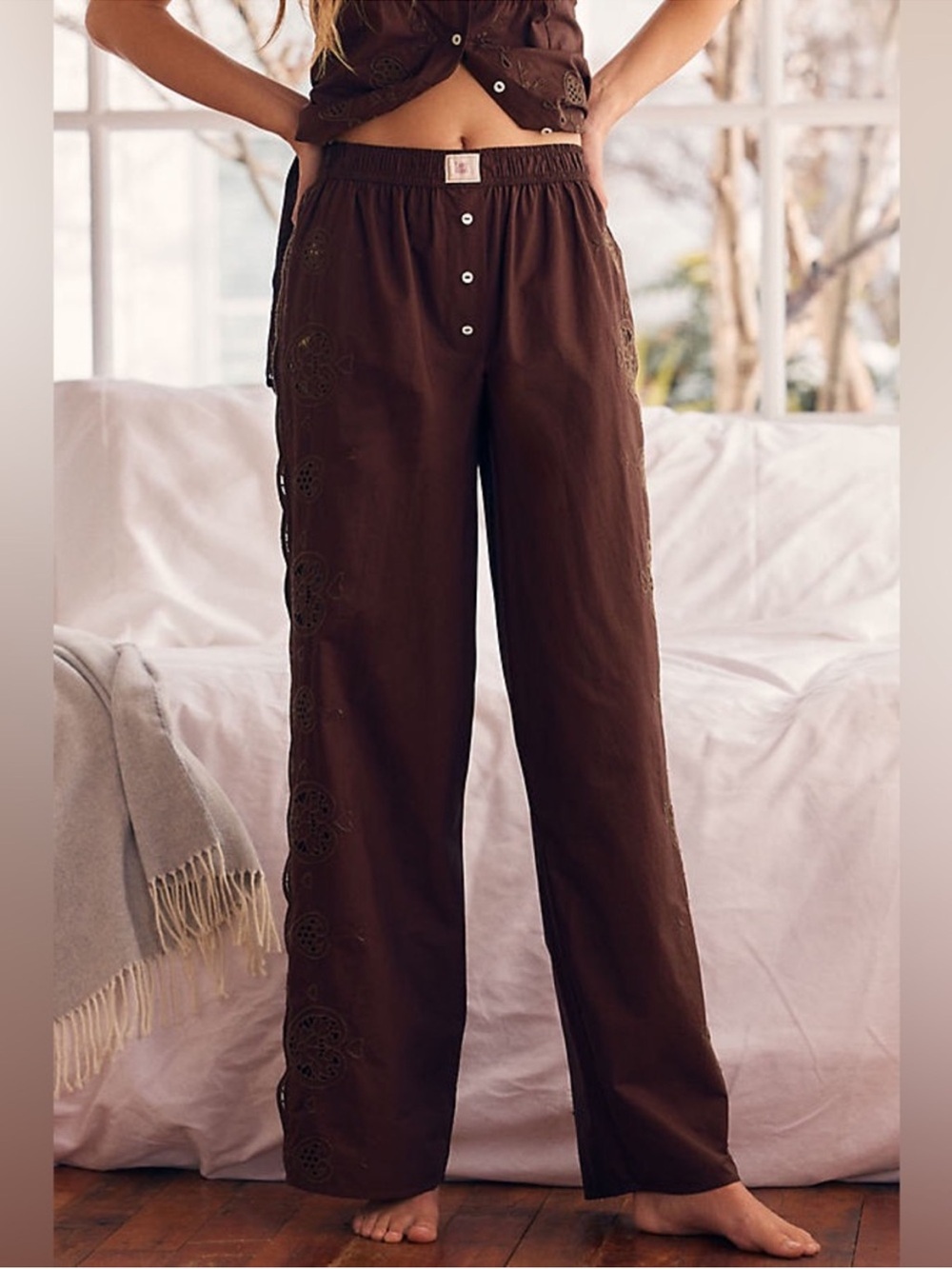 Lyrebird Eyelet Embroidered Boxer Pants - Medium